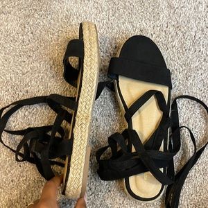 Black platform lace up sandals